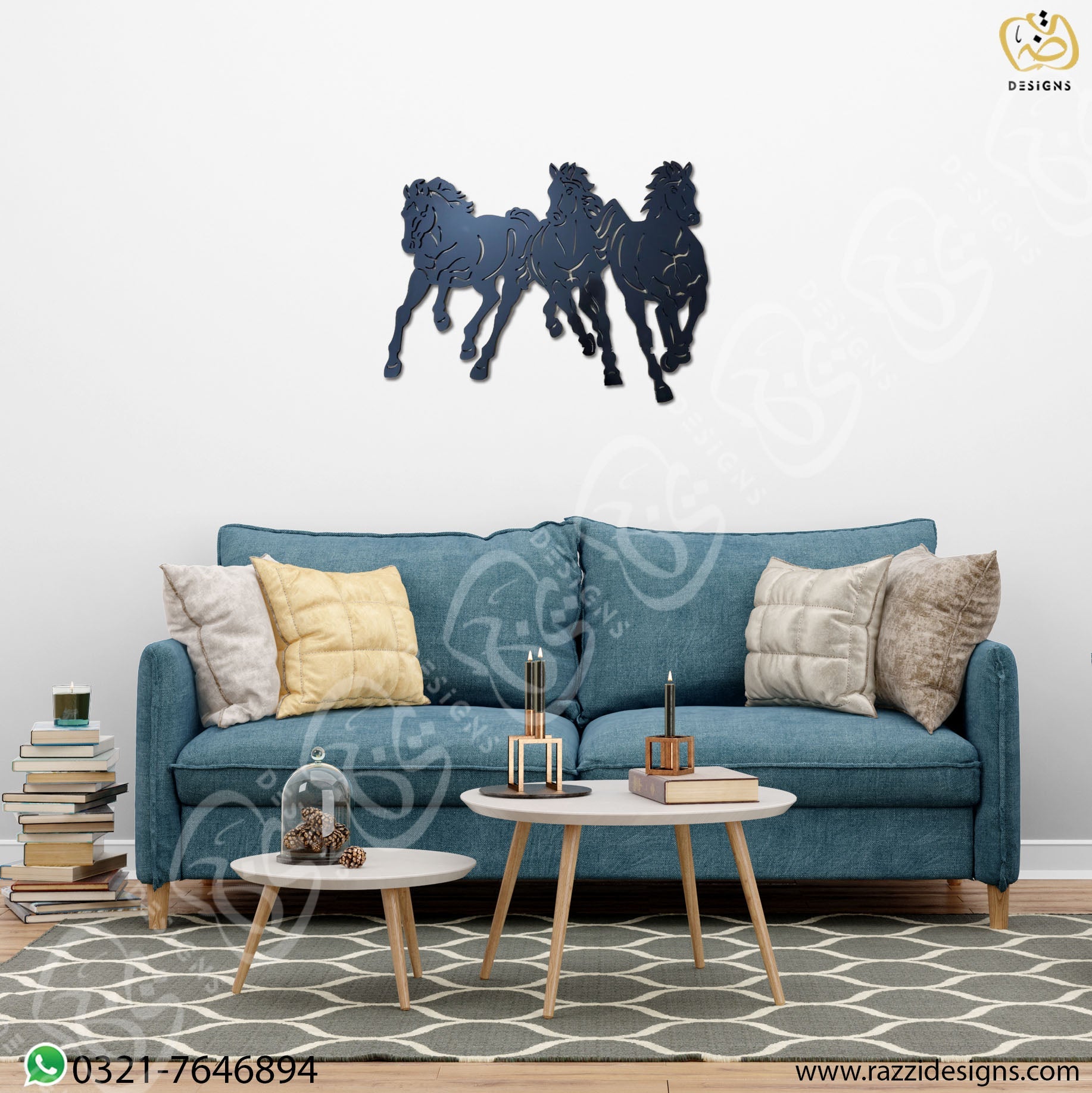 Running Horses Wooden Art